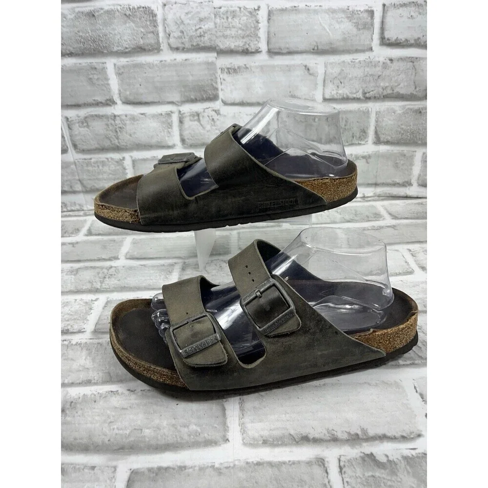 Birkenstock Arizona Soft Footbed Men's 11-11.5 Gray/ Green Comfort Sandals